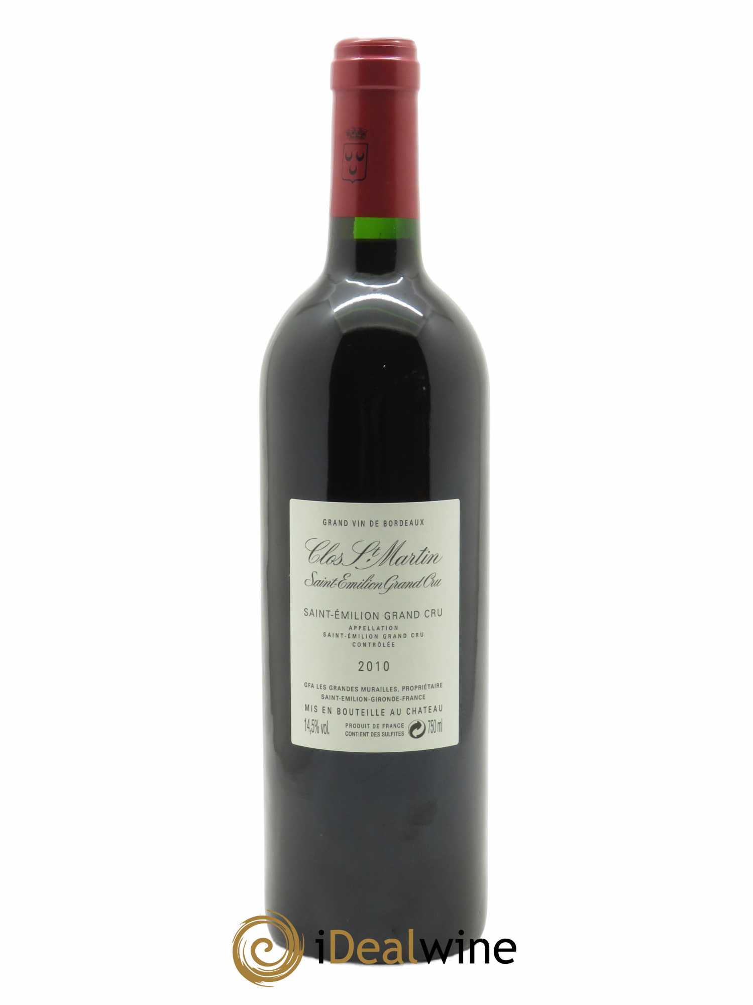 Clos Saint Martin Grand Cru Classé (CBO à partir de 12 bts) 2010 - Lot de 1 bouteille - 1