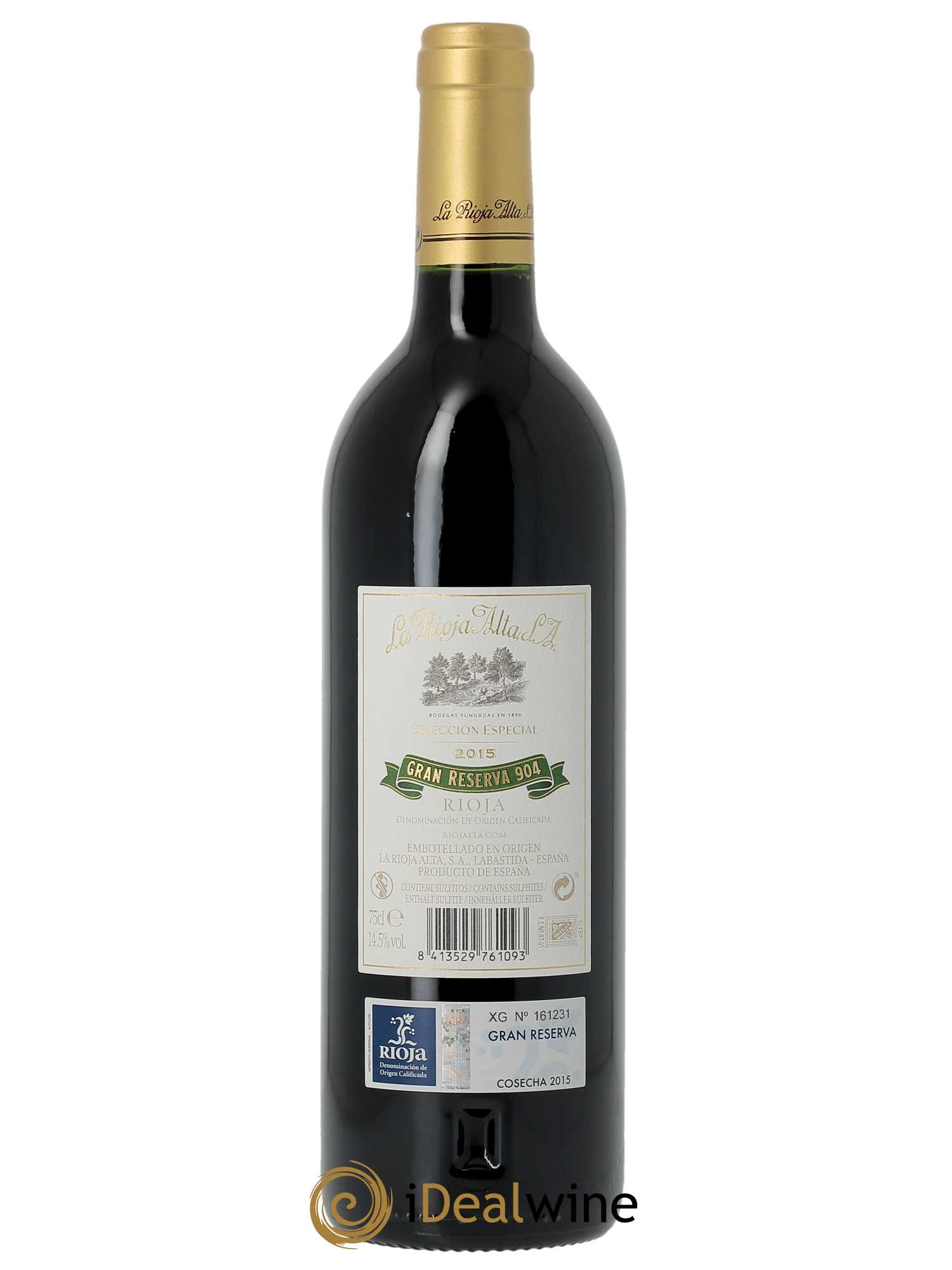 Rioja DOCa Gran Reserva 904 La Rioja Alta 2015 - Lot de 1 bouteille - 1