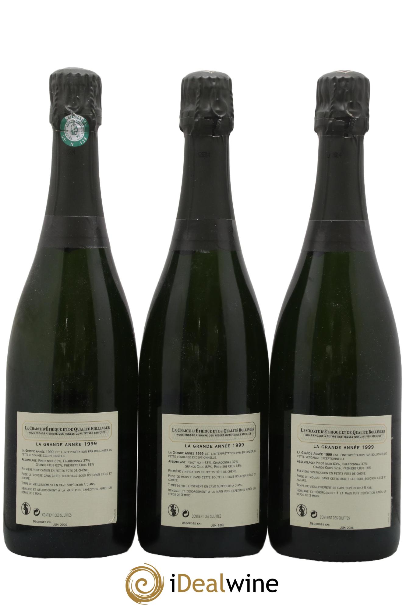 Grande Année Brut Bollinger 1999 - Lot de 3 bouteilles - 1