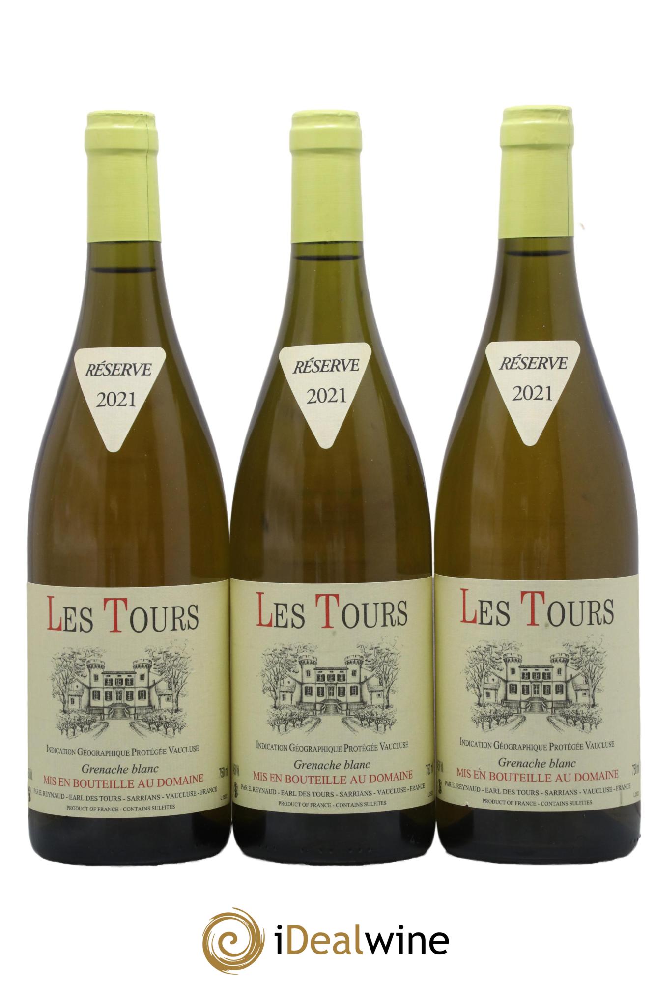 IGP Vaucluse (Vin de Pays de Vaucluse) Les Tours Grenache Blanc Emmanuel Reynaud 2021 - Lot de 3 bouteilles - 0