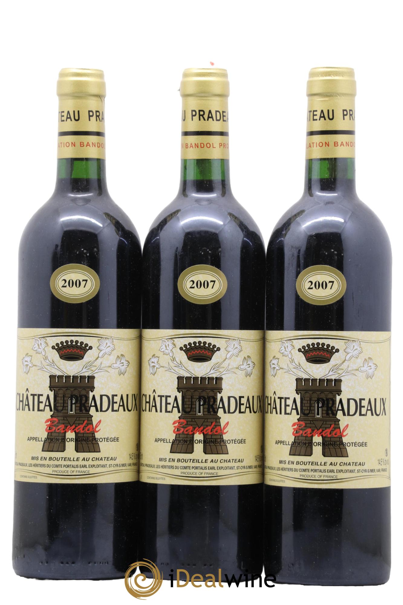 Bandol Château Pradeaux Famille Portalis 2007 - Lot de 3 bouteilles - 0