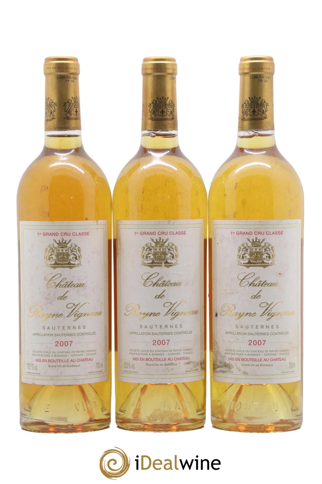 Château de Rayne Vigneau 1er Grand Cru Classé 2007 - Lot de 3 bouteilles - 0