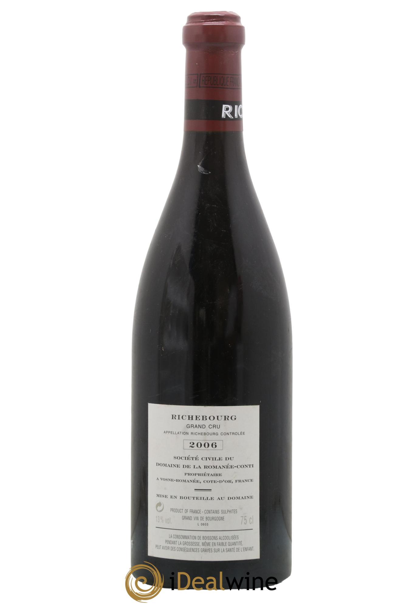 Richebourg Grand Cru Domaine de la Romanée-Conti 2006 - Posten von 1 Flasche - 1