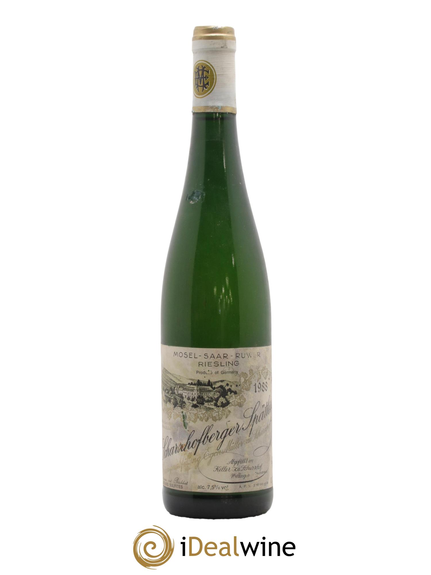 Riesling Scharzhofberger Spatlese Egon Muller 1988 - Posten von 1 Flasche - 0