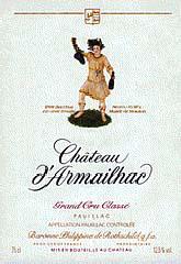 Etiquette du vin Château d' Armailhac - Mouton Baron(ne) Philippe 5ème Grand Cru Classé 1956