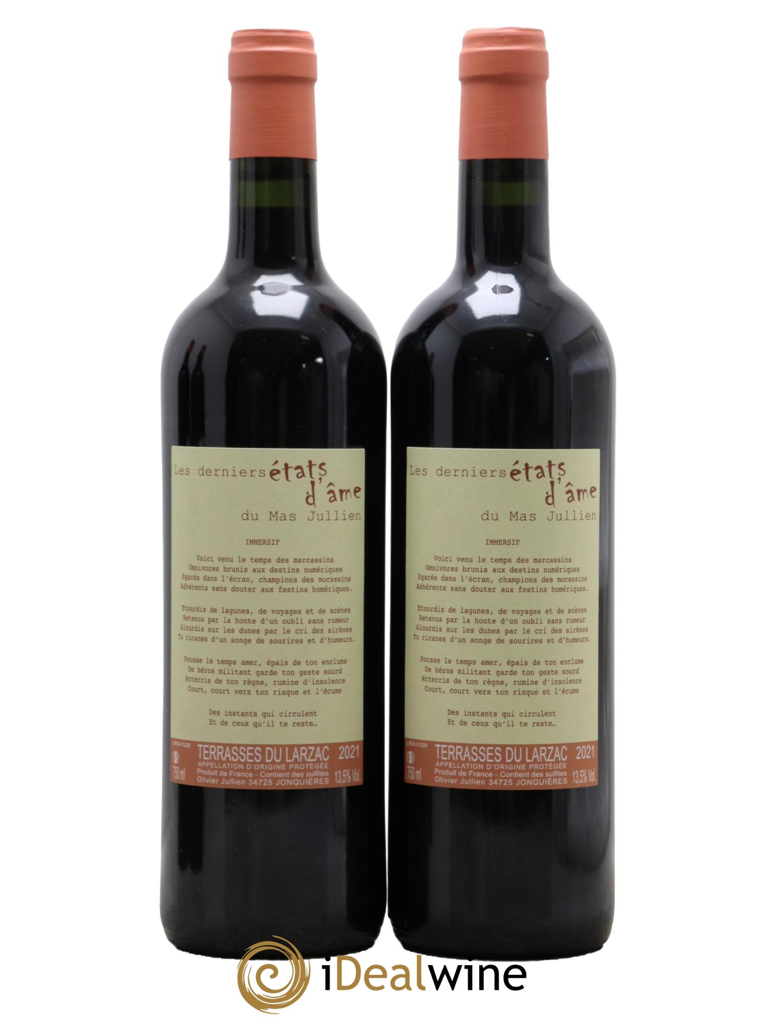 Terrasses du Larzac Mas Jullien Les derniers états d'âme Olivier Jullien 2021 - Lot of 2 bottles - 0